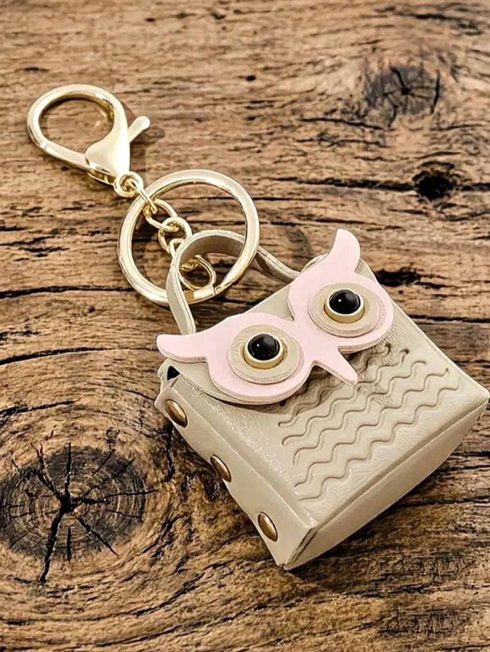 Owl Key Holder in Cream & Pink